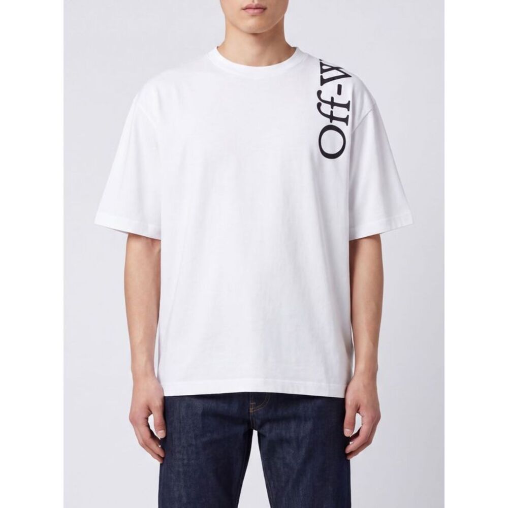 Off-White Men Off-White Contrast Logo Cotton T-Shirt With Dropped Shoulders